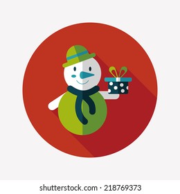 snowman flat icon with long shadow, eps10