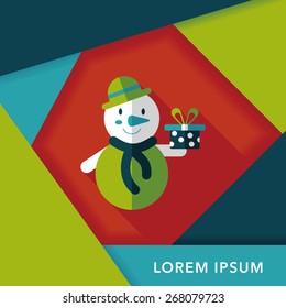 snowman flat icon with long shadow, eps10
