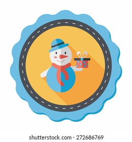 snowman flat icon with long shadow, eps10