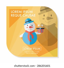 snowman flat icon with long shadow, eps10