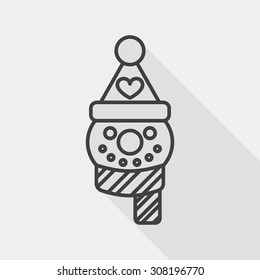 snowman flat icon with long shadow, line icon