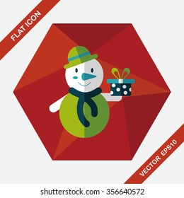 snowman flat icon with long shadow, eps10