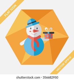 snowman flat icon with long shadow, eps10