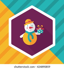 snowman flat icon with long shadow, eps10