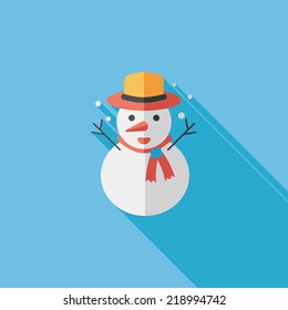 snowman flat icon with long shadow,eps10
