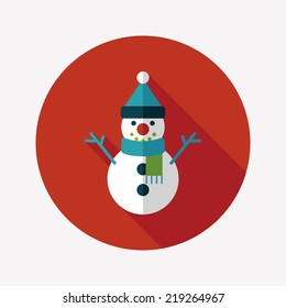 Snowman Flat Icon With Long Shadow,eps10