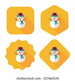 snowman flat icon with long shadow,eps10