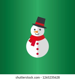 Snowman in a flat style on a green background.