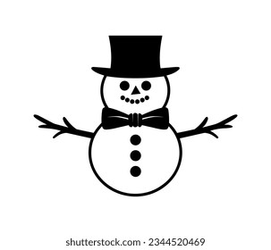 Snowman flache Vektorsymbol.Snowman mit dem schwarzen Symbol in Schneeform.Cute Snowman-Weihnachtssymbol