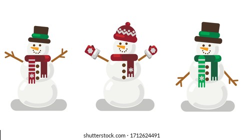 snowman flat vector illustration xmas 