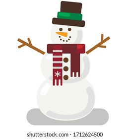 snowman flat vector illustration xmas 