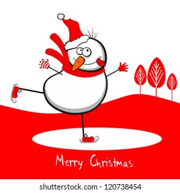 Snowman. Flying snowman. Santa Claus. Vector illustration