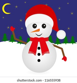 Snowman in the forest