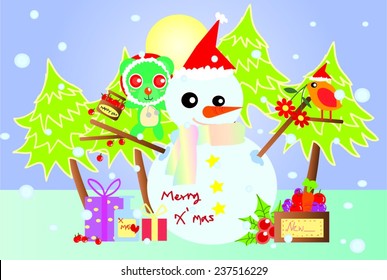 snowman and friend