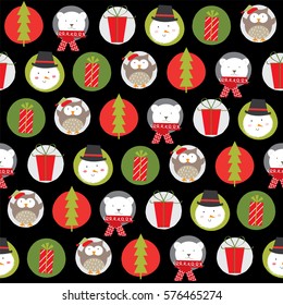 Snowman and friends christmas pattern