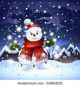 snowman with garland