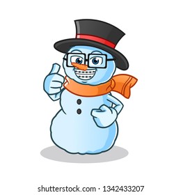 snowman geek mascot vector cartoon illustration