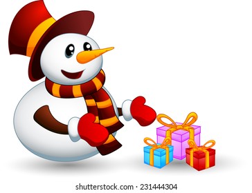 Snowman with gift