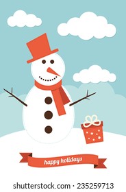 Snowman and Gift Box 