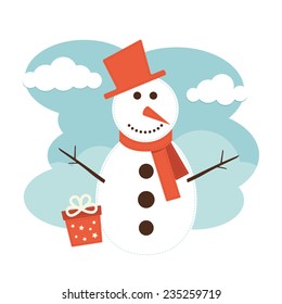 Snowman and Gift Box 