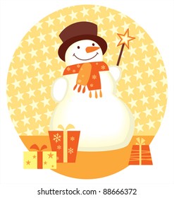 Snowman and gift box template for christmas design