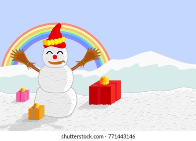 snowman with a gift box for use as decorations in celebration of christmas.