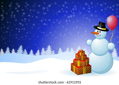 Snowman with Gift Boxes