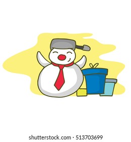 Snowman with gift Christmas theme