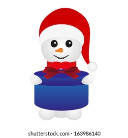 Snowman with gift in hand