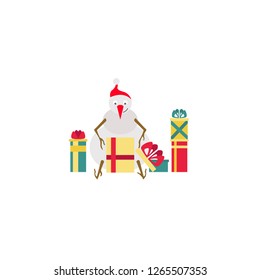 Snowman with gift. Snowman icon. Gift icon.