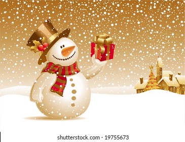 Snowman with gift for you