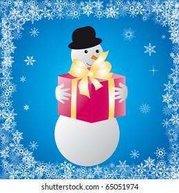 Snowman with gift for you