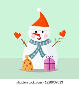 snowman with gifts