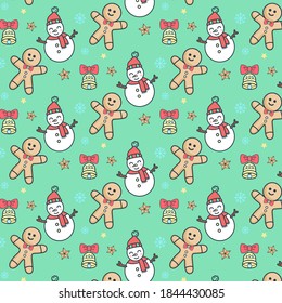 diseño plano en color pastel y patrón de pan de nieve