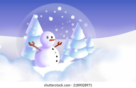 Snowman in a glass ball, for winter and snow. maybe a Christmas celebration is also included.