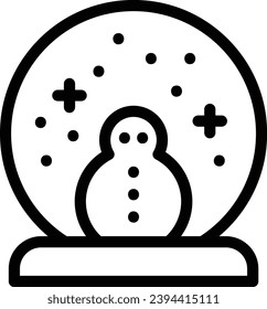 snowman globe single vector line icon