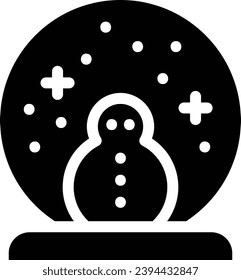 snowman globe single vector line icon