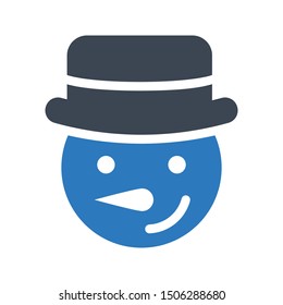 snowman glyph colour vector icon