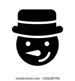 snowman glyph flat vector icon