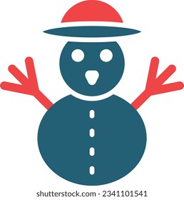Snowman Glyph Two Color Icon For Personal And Commercial Use.
