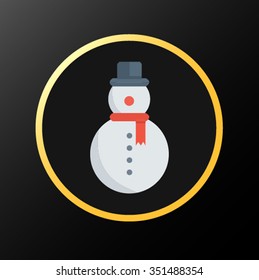 Snowman golden icon isolated on black background