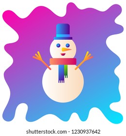 Snowman gradient flat icon with fluid background.