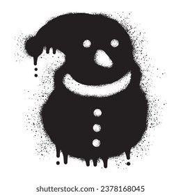 Snowman graffiti with black spray paint