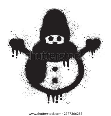 Snowman graffiti with black spray paint