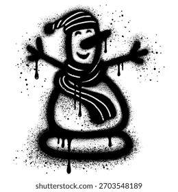 Snowman graffiti with black spray paint.vector illustration.