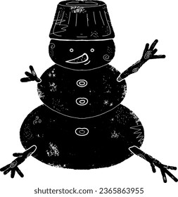 Snowman. Graphic arts. Vector texture element.