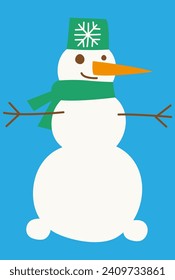snowman in a green hat and scarf