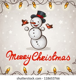 Snowman greeting card Merry Christmas