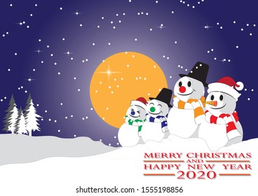 Snowman greeting card wishes you a happy Christmas and New Year's wishes.