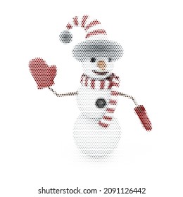 Snowman greets. Vector colorful illustration. Halftone style. 